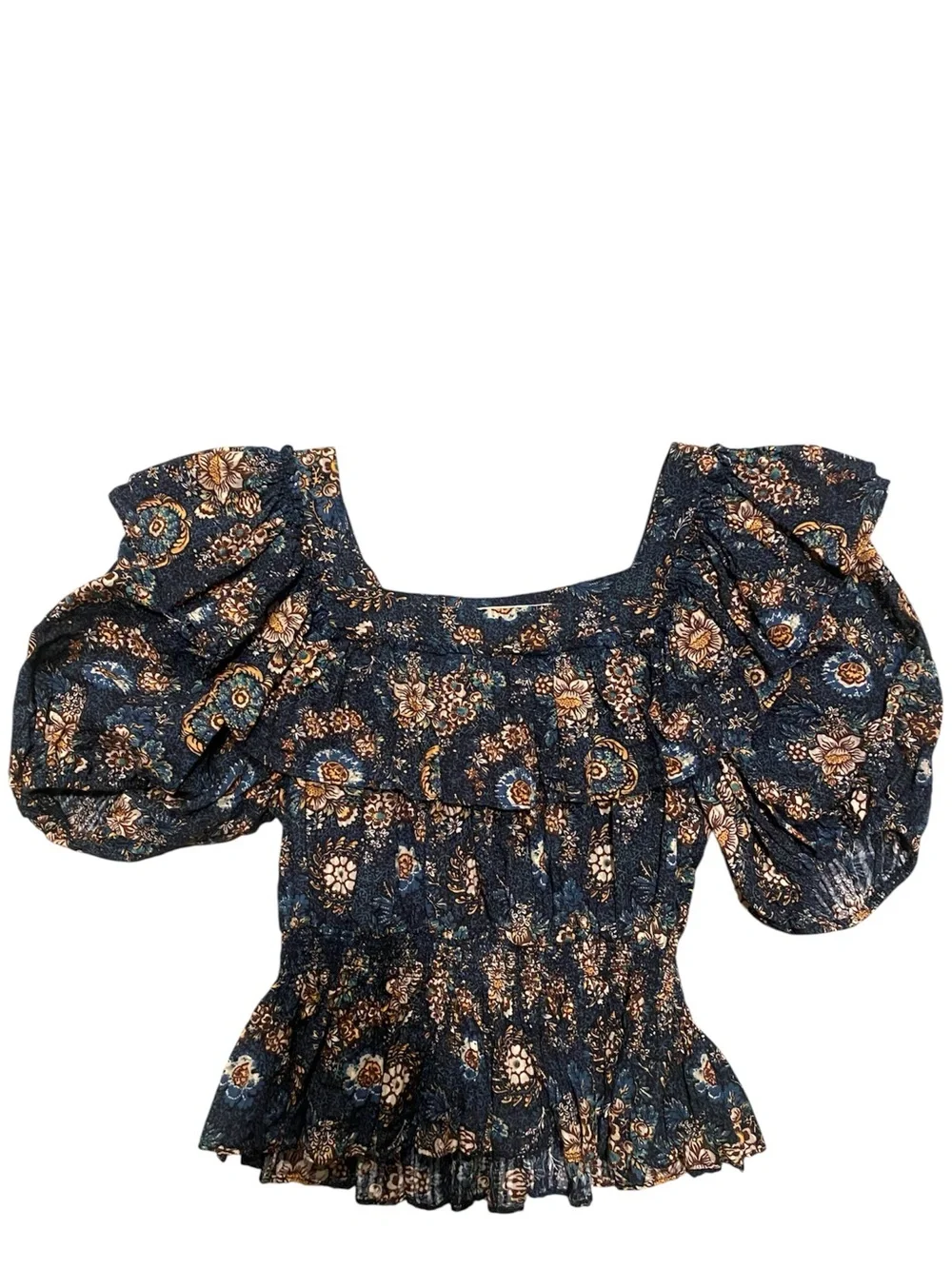 Ulla Johnson Warner floral print square neckline peplum blouse